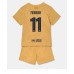 Billige Barcelona Ferran Torres #11 Bortetrøye Barn 2022-23 Kortermet (+ korte bukser)